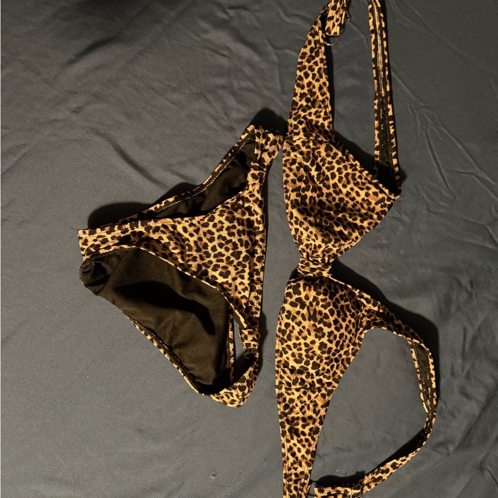 Leopard Print Women’s Bikini Set - Brown